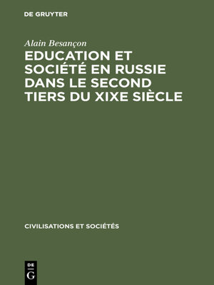 cover image of Education et société en Russie dans le second tiers du XIXe siècle